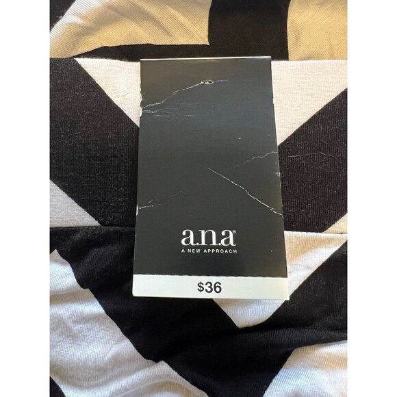 ANA Maxi Skirt Women Medium Black White Twiggy Chevron Elastic Waist Classic‎ - Picture 7 of 9